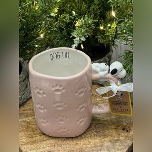 🐾 Brand NEW w/Tags Peanuts x Rae Dunn Paw Print DOG LIFE Mug w/Snoopy on Handle